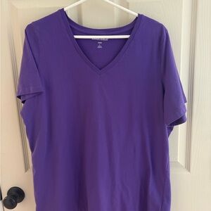 Woman Within Purple Short Sleeve V-Neck Tee